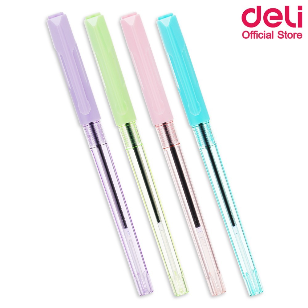 ปากกาลูกลื่น Deli หมึกน้ำเงิน เขียนได้ดี ขนาด 0.7mm คละสี(แพ็ค 1 แท่ง) ปากกา หมึกไหลดี ไม่เยิ้ม เครื่องเขียน ใช้ได้นาน