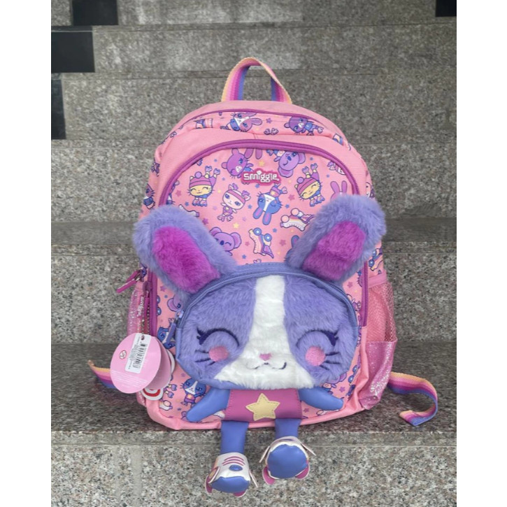 Smiggle School Bag Purple Angel Rabbit Medium Childrens Backpack Smiggle Fantasy Fluffy Backpack โรง