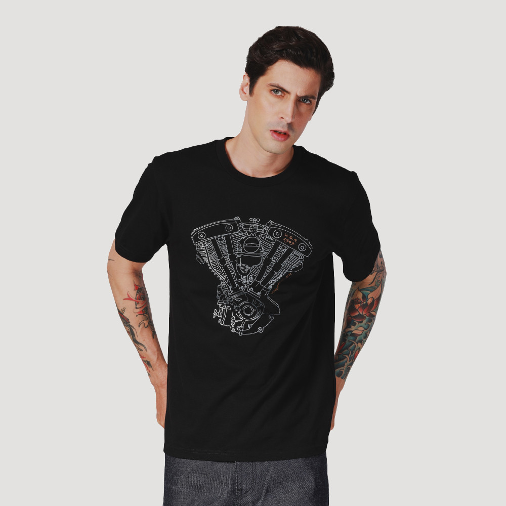 WRANGLER เสื้อยืดแขนสั้นผู้ชาย คอลเลคชั่น Biker Regular รุ่น WR F324MTSSN24 สีดำ