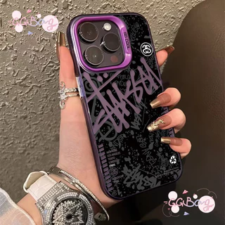 เทรนด์แบรนด์อังกฤษหรูหรา ฝาปิดเลนส์โลหะถัก เคสไอโฟน 16 17 air 11 13 15 XR 14 12 Pro Max X XS Max 16 7 14 8 Plus SE เคส