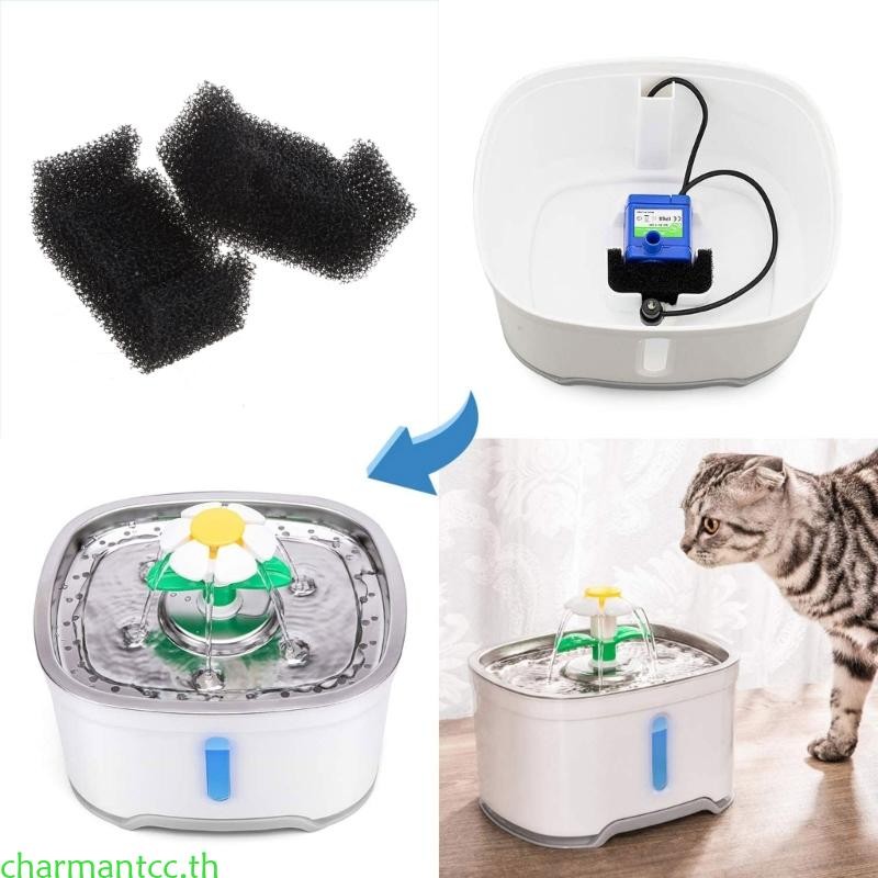 Charmantcc 4 แพ็คสําหรับน้ําพุแมวเปลี่ยนฟองน้ําตัวกรองโฟมกรอง Pre-Filter Reusabl