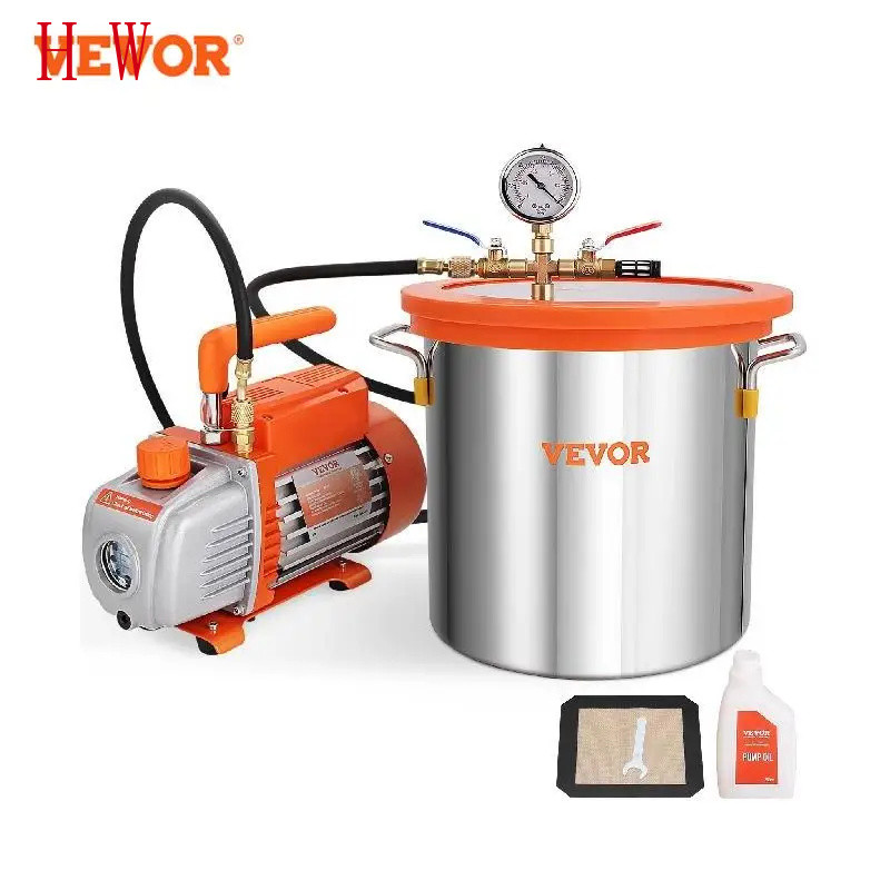 VEVOR 3GAL/5GAL Vacuum Chamber & 3.5CFM Pump Kit ฝาปิดกระจกนิรภัยสูญญากาศ Degasing Stabilizing Kit สําหรับ Chambering Wood, DIY Epoxes%