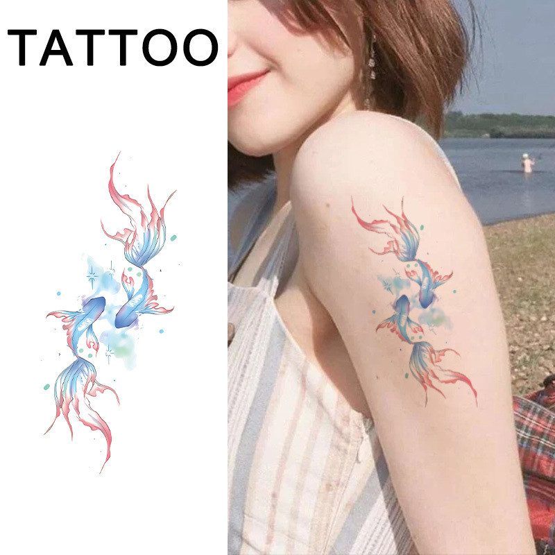 การ์ตูนแฟนตาซีสาวสักสติกเกอร์ที่มีสีสันแขนกันน้ํารอยสักชั่วคราว