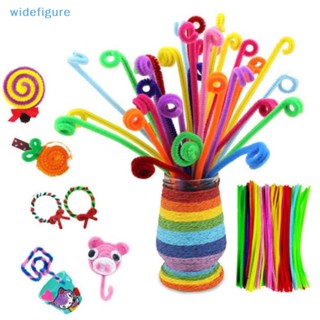 Widefigure 100 ชิ้น Chenille Stems ท่อทําความสะอาดเด็กของเล่นเพื่อการศึกษาแฮนด์เมดที่มีสีสันดี