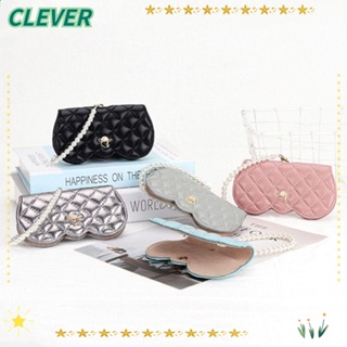 Clever กระเป๋าใส่แว่นตา หนังวัวแท้ น้ําหนักเบา แต่งสายโซ่ ประดับไข่มุก แบบพกพา พร้อมกระดุม สําหรับผู้หญิง