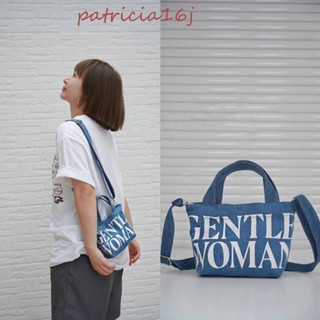 Apatricia16j Gentlewoman กระเป๋าผ้าแคนวาสยีน พิมพ์ลายตัวอักษรไทย ขนาดเล็ก แฟชั่นสไตล์สตรีท