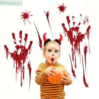 Fishstick1 สติกเกอร์ ลายรอยเท้าเลือด สยองขวัญ ฮาโลวีน สําหรับตกแต่งผนัง