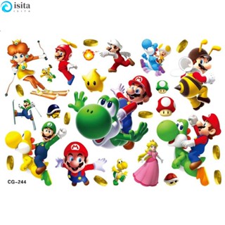 ISITA สติกเกอร์รอยสักชั่วคราว ลายการ์ตูน Super Mario กันน้ํา ของเล่นสําหรับเด็ก