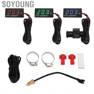 Soyoung Motorcycle Digital Water Temperature Gauge Ultra Thin DC 12V LCD With 18mm  Adapter for Most Motorbikes