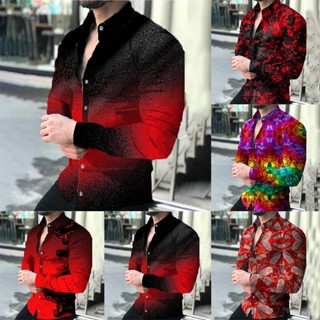 เสื้อเชิ้ตแขนยาว ทรงสลิมฟิต สีแดง ดีไซน์ทันสมัย สําหรับผู้ชาย