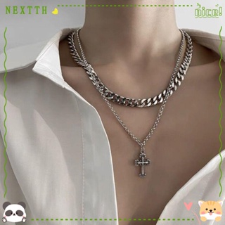 Nextth สร้อยคอโซ่ จี้อัญมณีคริสตัล เพทาย สีดํา คุณภาพสูง สไตล์พังก์ สําหรับผู้ชาย