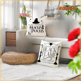 Rowans ปลอกหมอนอิง ผ้าลินิน ลายแมวดํา 45x45 ซม. ทนทาน สําหรับตกแต่งบ้าน ในร่ม ฮาโลวีน