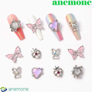 Anemone อุปกรณ์ตกแต่งเล็บ พลอยเทียม รูปผีเสื้อ หัวใจ ออโรร่า อัลลอย สําหรับตกแต่งเล็บ DIY 5 ชิ้น ต่อชุด