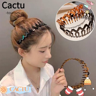 Cactu ที่คาดผมพลาสติก ซี่กว้าง ทนทาน สําหรับแต่งหน้า 4 ชิ้น