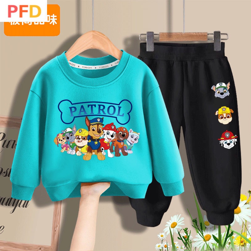 paw patrol เสื้อกันหนาว แขนยาว กางเกงขายาว สองชิ้น สําหรับเด็กผู้ชาย