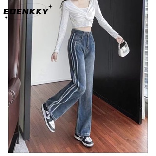 EOENKKY  กางเกงขายาว กางเกงยีสน์ผู้หญิง ทรงหลวม ๆ ตรง Retro Hip Hop Pants 2023 NEW Style  fashion Korean Style Trendy สไตล์เกาหลี A97L3C3 36Z230909