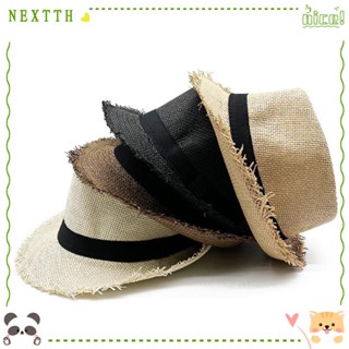 Nextth หมวกฟาง หมวกฟางคาวบอย หมวกปีกกว้าง หมวกแจ๊ส กันแดด ฤดูร้อน