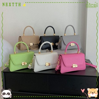 Nextth กระเป๋าสะพายไหล่ กระเป๋าถือ หนัง PU ขนาดเล็ก สีพื้น แฟชั่นสําหรับสตรี