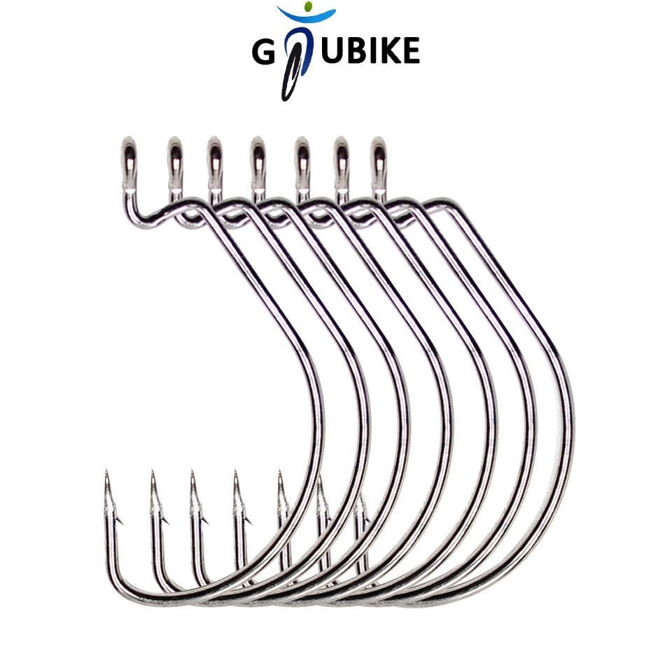 Gtubike 50PCS ตะขอตกปลาสําหรับหนอนนุ่ม Lure เหล็กคาร์บอนกว้าง Crank Hook Offset Fishhook Barbed Hook ปลาคาร์พตะขอตกปลา