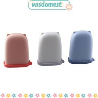 Wisdomest ที่วางสบู่ ซิลิโคน สีฟ้า สีขาว สีชมพู แบบพกพา สะดวก กล่องพลาสติก ABS ฝาซิลิโคน กันรั่ว กันรั่ว วันหยุด 3 ชิ้น