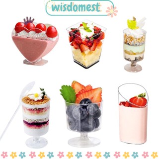 Wisdomest ถ้วยใส ทรงสี่เหลี่ยมคางหมู สําหรับใส่ขนมหวาน มูส 10 20 ชิ้น