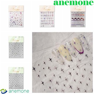 Anemone สติกเกอร์ตกแต่งเล็บ ลายดวงจันทร์ ดาว หัวใจ เด็กผู้หญิง สีบรอนซ์ สําหรับตกแต่งเล็บ DIY