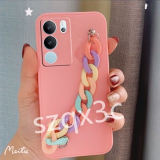 ใหม่ เคสโทรศัพท์มือถือ ซิลิโคนนิ่ม TPU พร้อมสายโซ่คล้อง สีรุ้ง แฟชั่น สําหรับ VIVO V29 Y78 Y36 Y27 V27 V27e 5G 4G Y78 2023