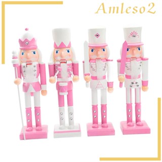 [Amleso2] ตุ๊กตาแครกเกอร์ 4 ชิ้น สําหรับตกแต่งเทศกาลคริสต์มาส