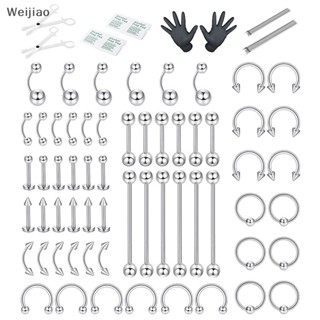 Weijiao% ชุดเครื่องประดับร่างกาย จิวจมูก ปาก ลิ้น คิ้ว ลิ้น 72 ชิ้น