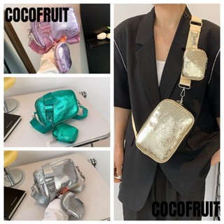 Cocofruit กระเป๋าสะพายไหล่ ทรงสี่เหลี่ยม ประดับเลื่อม สีม่วง พร้อมสายสะพาย ปรับได้ สําหรับนักเรียน