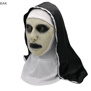 Bak The Horror Scary Nun หน้ากากยาง พร้อมผ้าพันคอ สําหรับแต่งคอสเพลย์ฮาโลวีน