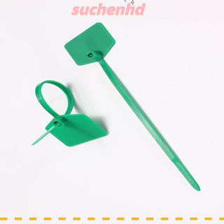 Suchenhd ป้ายแท็กพลาสติกไนล่อน สีเขียว แบบใช้แล้วทิ้ง สําหรับระบุกระเป๋าเดินทาง สํานักงาน 100 ชิ้น