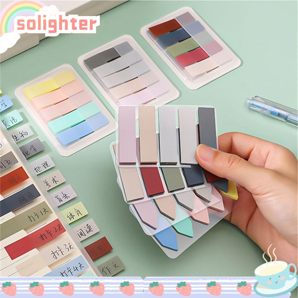 SOLIGHTER 100 Sheets Novelty Sticky Notes Stationery Index Flags Memo Pad Vintage Color Tab Strip Bookmark Office Supplies Label Key Points Paster Sticker