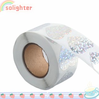 SOLIGHTER สติกเกอร์ป้ายแท็ก รูปหัวใจ มีกาวในตัว สีเงิน 500 ชิ้น