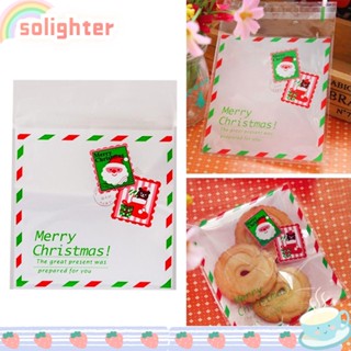 Solighter ถุงพลาสติกซีล ใส่บัตร ลาย Merry Christmas 100 ชิ้น