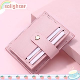 Solighter กระเป๋าสตางค์ ใบสั้น หนัง PU ใส่บัตรได้หลายใบ สําหรับผู้หญิง