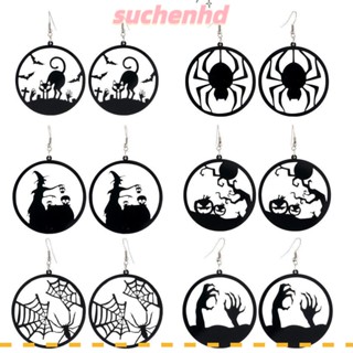 Suchenhd 3 คู่ ฮาโลวีน วาง ต่างหู, ฟักทอง กลม ห้อย ต่างหู, สร้างสรรค์ สีดํา สไปด์ แฟชั่น เครื่องประดับ ฮาโลวีน เครื่องแต่งกาย คอสเพลย์ ปาร์ตี้ ของขวัญ