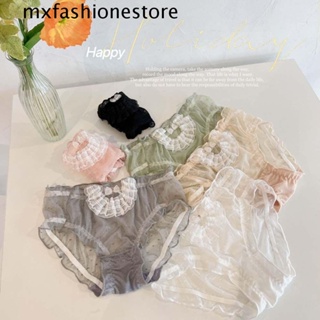 Mxfashione กางเกงชั้นใน ผ้าฝ้าย แต่งลูกไม้ ลายจุด ประดับโบว์ สไตล์เกาหลี โลลิต้า สําหรับผู้หญิง