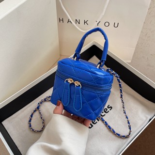 Spot# Klein blue Western style mini bag for women 2023 New embroidered box handbag textured messenger bag 8jj