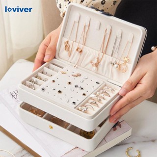 [Loviver] กล่องเครื่องประดับ 2 ชั้น ช่องปรับได้ เคสโชว์ ขนาดใหญ่ สําหรับสร้อยข้อมือ