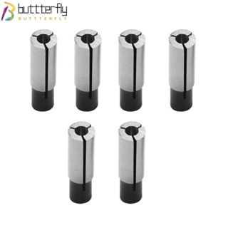 Buttterfly อะแดปเตอร์คอลเล็ต ดอกกัดมิลลิ่ง เหล็ก CNC 1/4 นิ้ว เป็น 1/8 นิ้ว สีเงิน สําหรับแกะสลัก 6 ชิ้น|เครื่องมือช่าง