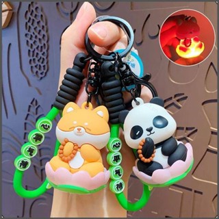 พวงกุญแจ จี้การ์ตูนแพนด้า Nana Buddhas light shine light panda Shiba Inu สําหรับห้อยกระเป๋า