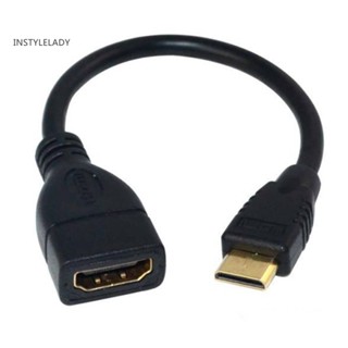 Instylelady อะแดปเตอร์แปลงสายเคเบิ้ล 14V Mini High Clarity 1080P HDMI-compatible Female to Male สําหรับโปรเจคเตอร์