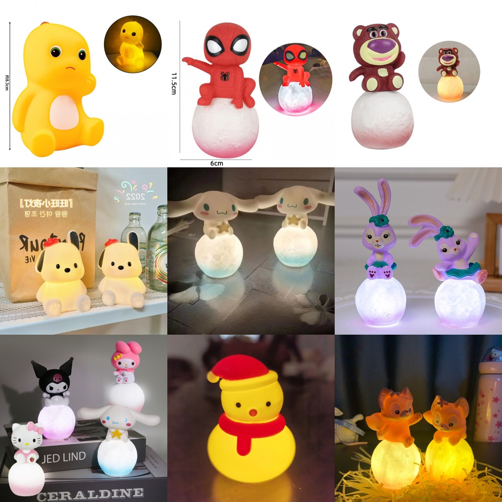 Kawaii การ์ตูน Night Light Luminous ของเล่นน่ารัก Cinnamoroll Kuromi My Melody Kitty ขนาดเล็ก Moon Night Light Creative วันเกิดของเล่น