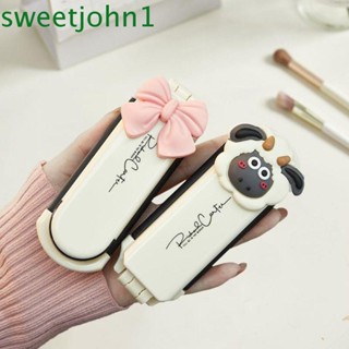 Sweetjohn 2 in 1 ชุดหวีกระจก ขนาดเล็ก แบบพกพา ทรงสี่เหลี่ยม ทนทาน พร้อมกระจก