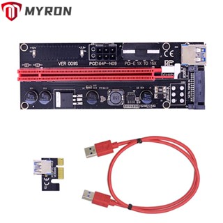 การ์ดไรเซอร์ MYRON PCI-E 009S SATA Power PCIE 1X ถึง 16X LED คู่