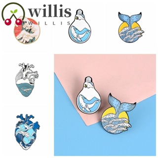 Willis เข็มกลัด รูปปลาวาฬ สีฟ้า สไตล์เกาหลี เครื่องประดับ ของขวัญ สําหรับตกแต่งเสื้อผ้า