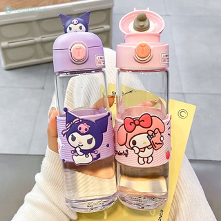 Sanrio ถ้วยน้ำน่ารัก Kuromi Cinnamoroll ตุ๊กตาน้ำขวดถ้วยแก้วสำหรับสาวเด็กถ้วยน้ำแบบพกพา 330ml TH