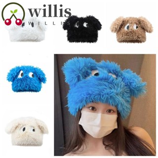 Willis หมวกบีนนี่ ผ้ากํามะหยี่ขนนิ่ม หูยาว ป้องกันหู รูปหัวกะโหลกน่ารัก สีพื้น สําหรับผู้หญิง