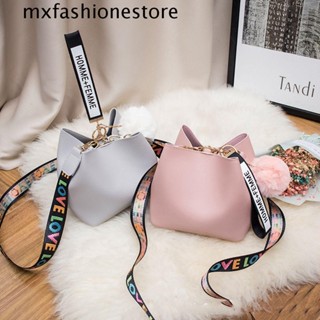 Mxfashione กระเป๋าสะพายไหล่ หนัง Pu พิมพ์ลายตัวอักษร สีพื้น แฟชั่นสําหรับสตรี